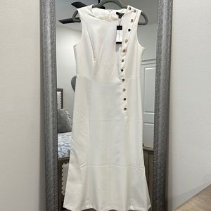 Beautiful Ivory sleeveless dress with gold buttons